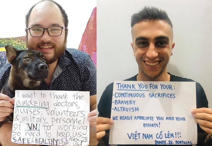 Foreigners send thanks to Vietnam COVID-19 front line via touching photos foreigners send thanks to vietnam covid 19 front line via touching photos