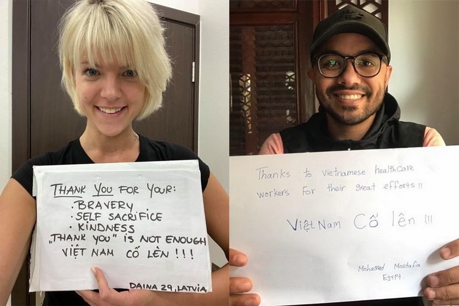 Foreigners send thanks to Vietnam COVID-19 front line via touching photos foreigners send thanks to vietnam covid 19 front line via touching photos
