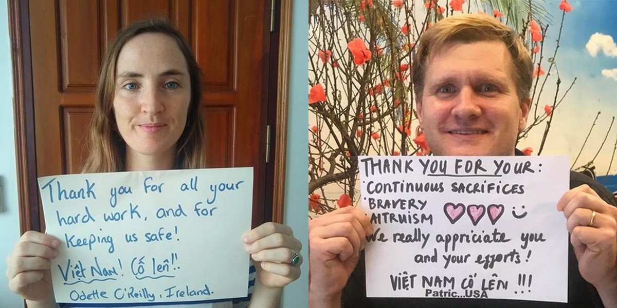 Foreigners send thanks to Vietnam COVID-19 front line via touching photos foreigners send thanks to vietnam covid 19 front line via touching photos