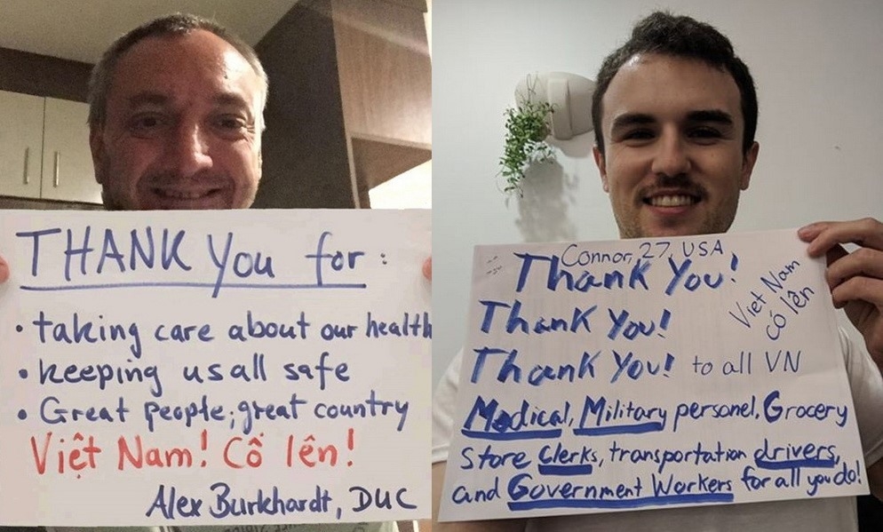 Foreigners send thanks to Vietnam COVID-19 front line via touching photos foreigners send thanks to vietnam covid 19 front line via touching photos