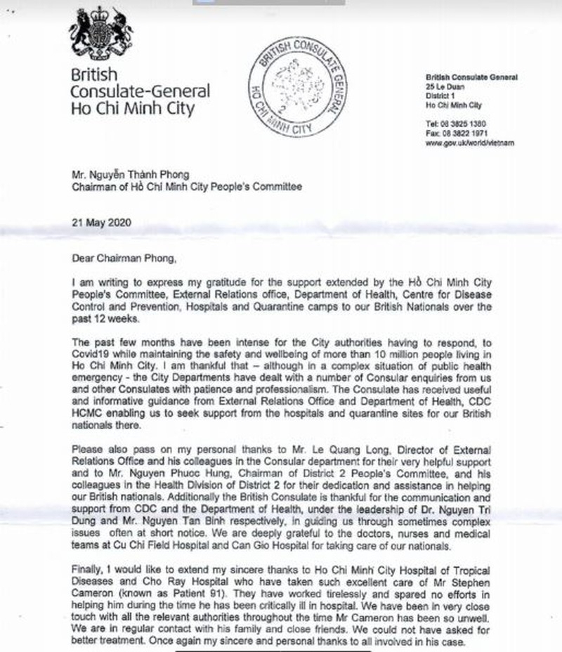 British diplomat thanks Vietnam for making all efforts to save British pilot british consul general thanks vietnam for making all efforts to save british pilot