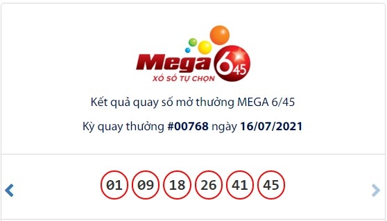 Kết quả xổ số Mega 6/45 ngày 18/7: Gần 14 tỷ đồng chờ chủ nhân