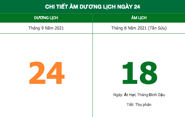 Lịch âm hôm nay (24/9/2021): Những việc không nên làm trong ngày Lịch âm hôm nay (24/9/2021): Những việc không nên làm trong ngày