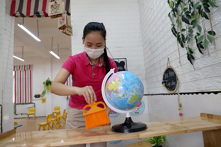 Bảo đảm an toàn đón trẻ mầm non trở lại trường Chú thích ảnh