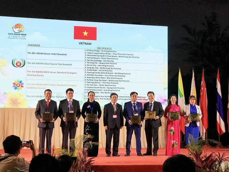 ពានរង្វាន់ទេសចរណ៍អាស៊ានលើកតំកើងដល់តំបន់ និងអង្គភាពចំនួន ២០ របស់វៀតណាម