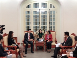 Chủ tịch VUFO tiếp xã giao đoàn Hòa Tài (Trung Quốc)