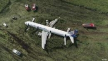 russian plane makes emergency landing after striking a flock of birds