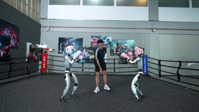 Võ sĩ robot thi đấu trên sàn