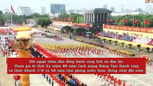 Đối ngoại nhân dân đồng hành cùng lịch sử dân tộc: Tham gia tổ chức kỷ niệm 80 năm Cách mạng tháng Tám thành công và Quốc khánh 2/9 và 50 năm Giải phóng miền Nam, thống nhất đất nước.
