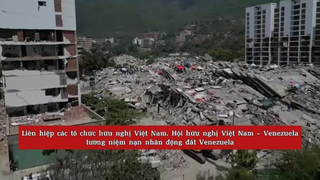 [Video] Liên hiệp các tổ chức hữu nghị Việt Nam, Hội hữu nghị Việt Nam - Venezuela tưởng niệm nạn nhân động đất Venezuela
